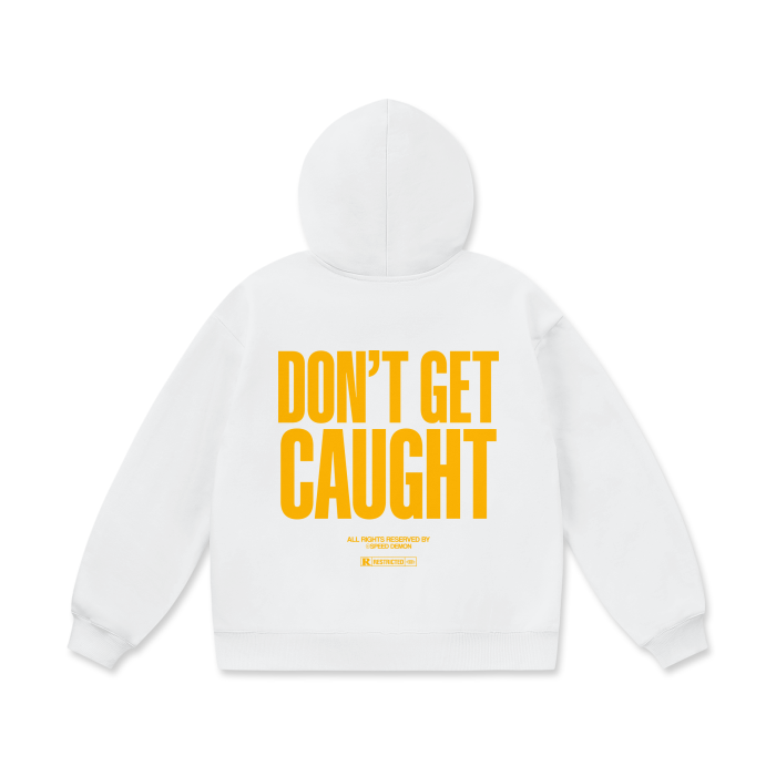 DON'T GET CAUGHT Yellow Oversized Hoodie