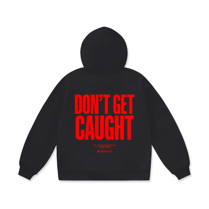 DON'T GET CAUGHT Red Oversized Hoodie