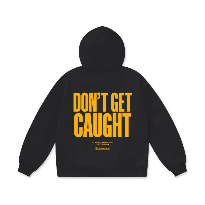DON'T GET CAUGHT Yellow Oversized Hoodie