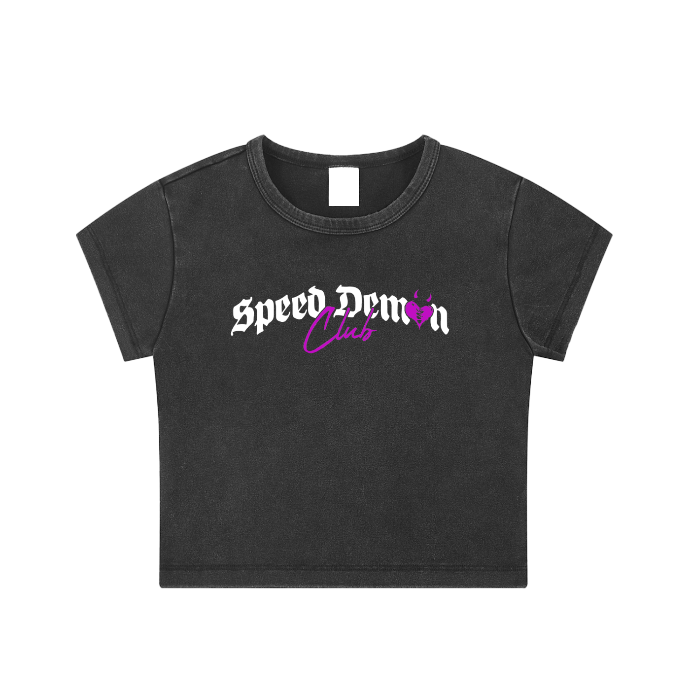Speed Demon Club Washed Crop Top – Trendy Racing Apparel
