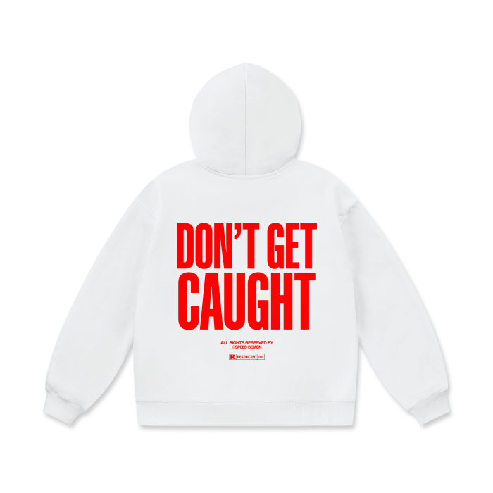 DON'T GET CAUGHT Red Oversized Hoodie