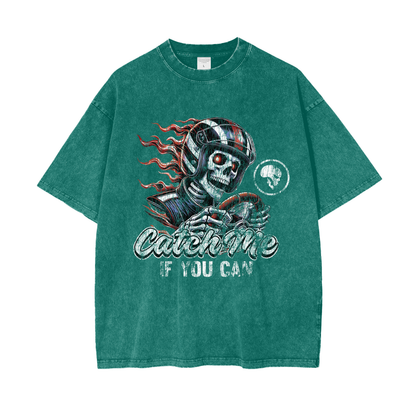 Skeleton Racer Snow Washed T-Shirt