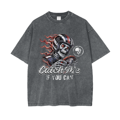 Skeleton Racer Snow Washed T-Shirt