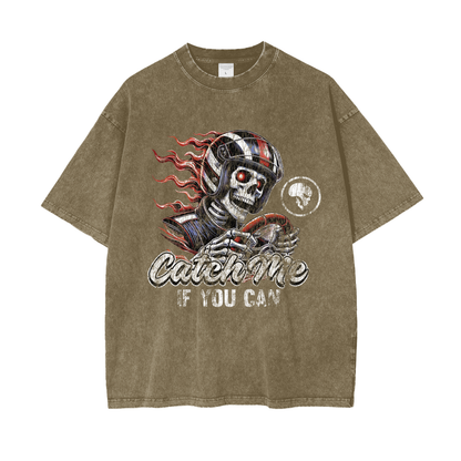 Skeleton Racer Snow Washed T-Shirt