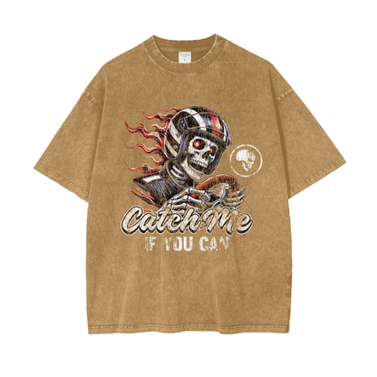 Skeleton Racer Snow Washed T-Shirt