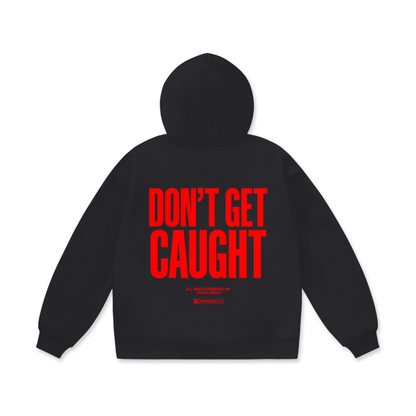 DON'T GET CAUGHT Red Oversized Hoodie