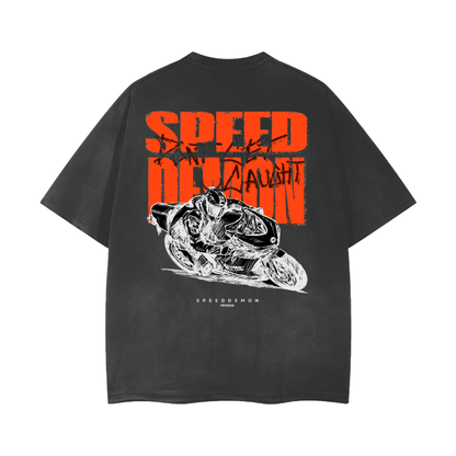 Unisex Vintage Washed Effect T-Shirt - Demon Racing Streetwear