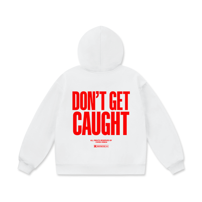DON'T GET CAUGHT Red Oversized Hoodie