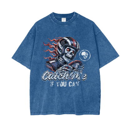 Skeleton Racer Snow Washed T-Shirt